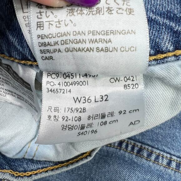 Levi’s 511 Slim Fit Tapered Leg Denim Jeans Ripped Knees Mens 36x32 - Picture 8 of 8